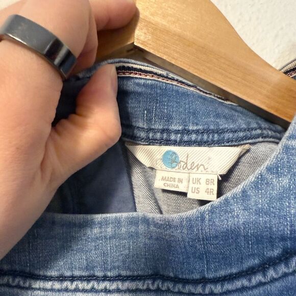 Boden Denim Cotton Side Strip Dress Size 4R - Picture 2 of 7